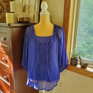 Lauren Conrad Cobalt Blue Chiffon Blouse